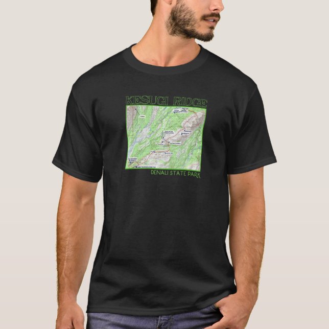 T-shirt Kesugi Ridge Hiking Map Denali State Park Alaska S (Devant)
