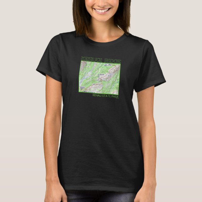 T-shirt Kesugi Ridge Hiking Map Denali State Park Alaska S (Devant)
