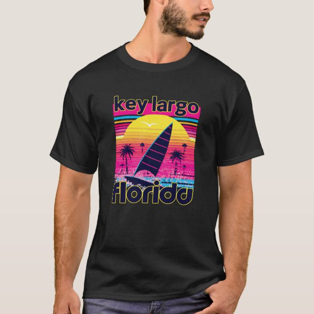 T-shirt Key Largo Retro 80s Style Souvenir Beach (Devant)