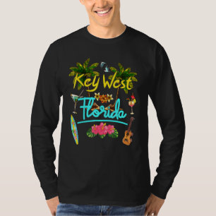T-shirt Key West Florida Beach Summer Palm Surf Sun Set Pa