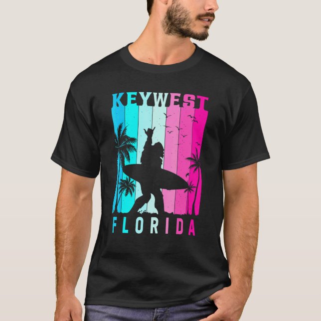 T-shirt Key West Florida Retro Beach Sunset Summer Vibes A (Devant)
