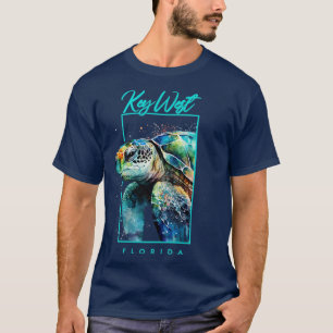 T-shirt Key WestWatercolor Portrait de tortue marine