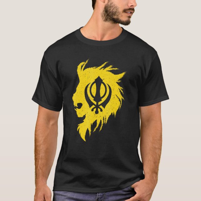 T-shirt Khanda Lion Kaur Punjabi Sikhism Sikh (Devant)