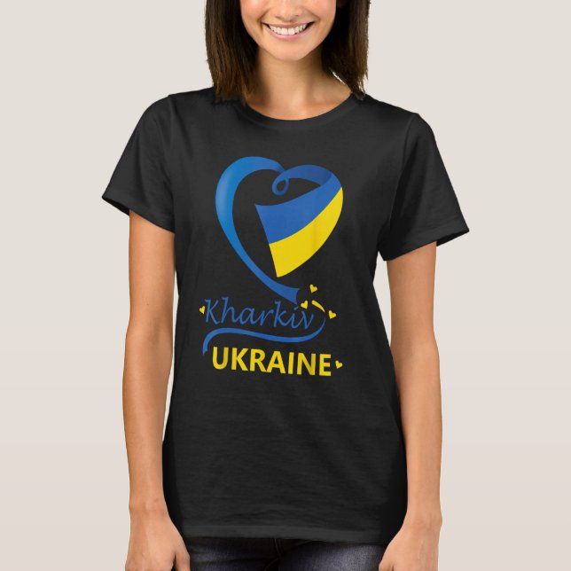 T-shirt Kharkiv Ukraine Drapeau National Cimier Emblem Coe (Devant)
