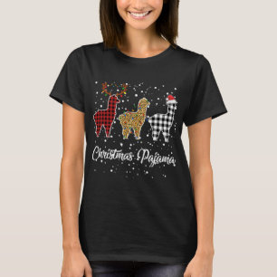 T-shirt Ki Cute Llama Christmas Pyjama Leopard Plaid Print