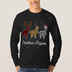 T-shirt Ki Cute Llama Christmas Pyjama Leopard Plaid Print