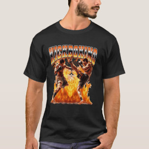 T-shirt Kickboxing Kickboxer Flammes Style Bootleg 90s