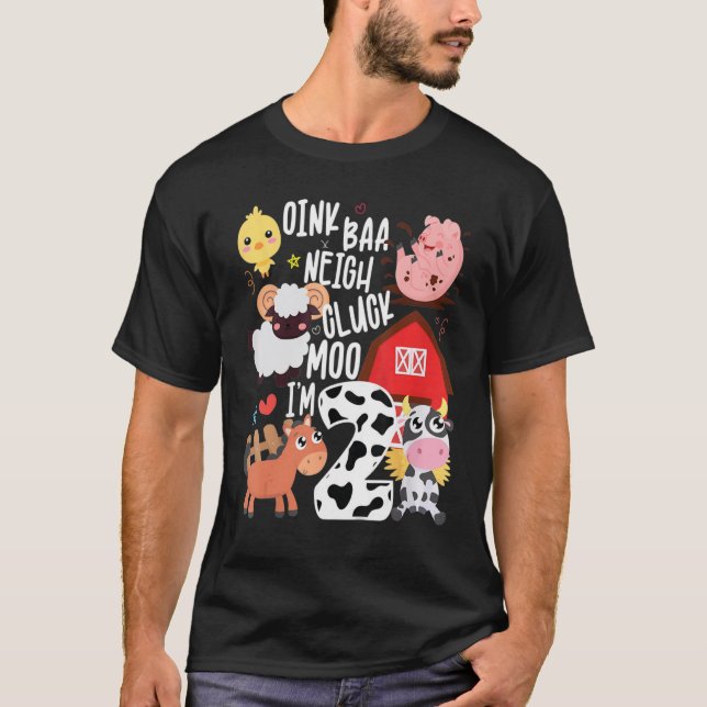 T-shirt Kid Oink Baa Neigh Cluck Moo Im Deux Anniversaire (Devant)