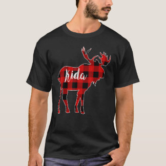 T-shirt Kida Moose Red Buffalo Plaid Matching Famille Chri