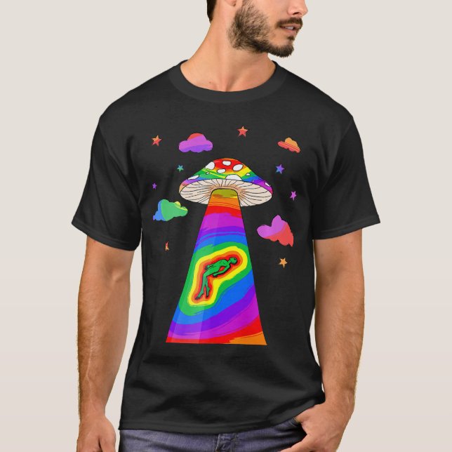 T-shirt Kidcore Alien esthétique OVNI Abduction Champignon (Devant)