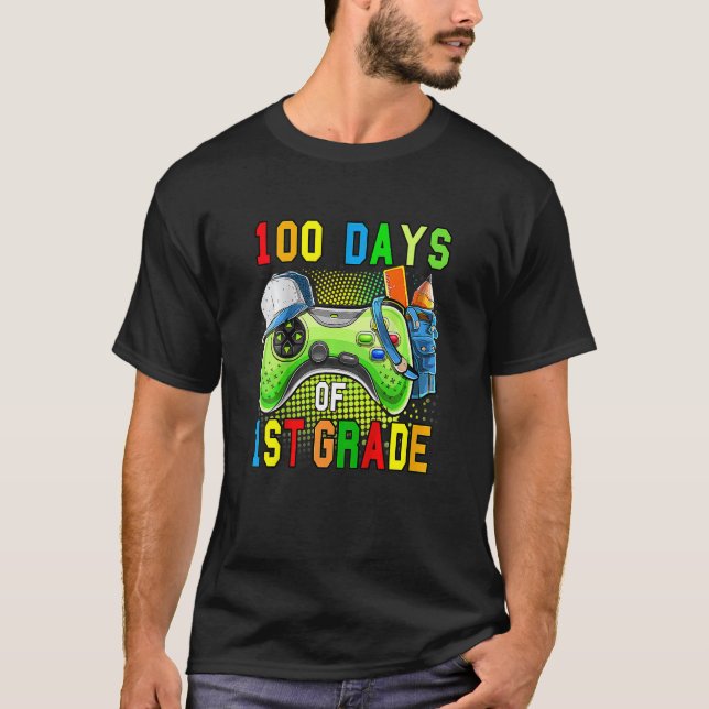 T-shirt Kids 100 Days Of First Grade Level Unlocked 100 Da (Devant)