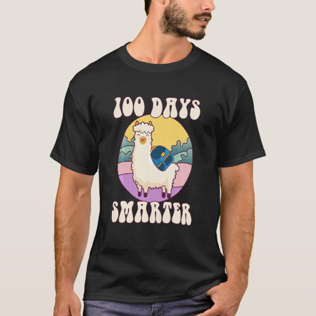 T-shirt Kids 100 days smarter, Cute llama Happy 100th Day  (Devant)