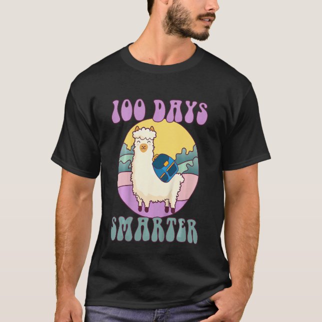 T-shirt Kids 100 days smarter, Cute llama Happy 100th Day  (Devant)