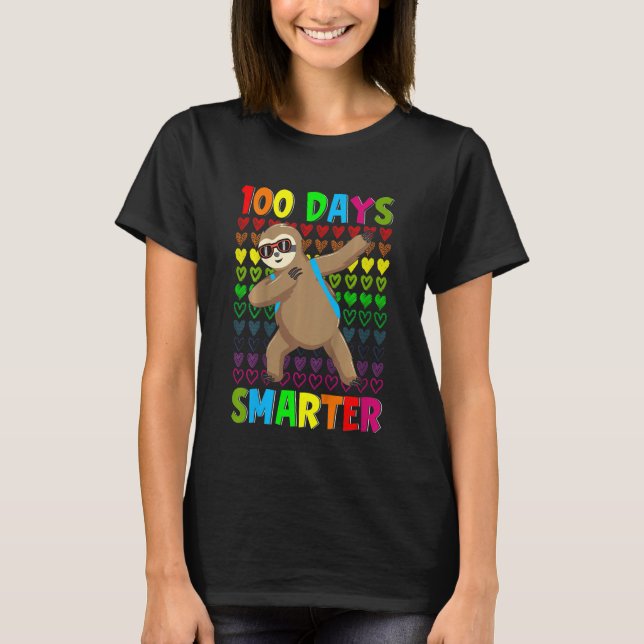 T-shirt Kids 100 Days Smarter Hearts Dabbing Sloth 100th D (Devant)