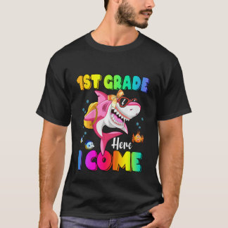 T-shirt Kids 1st Grade Here I Come Shark Backpack Back To