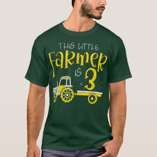 T-shirt Kids 3 Year Old Farm Tractor Birthday Party Farmer