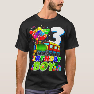 T-shirt Kids 3th Birthday Boy Toy Train Funny 3 Year Old B