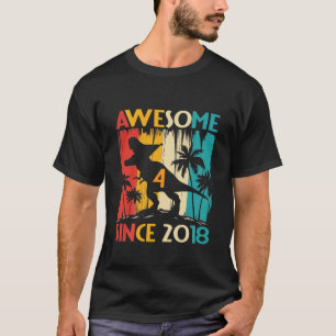 T-shirt Kids 4 Years Old Dinosaur 4Th Birthday T Rex Aweso