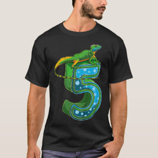 T-shirt Kids 5 Year Old Lizard Reptile 5th Birthday Party 