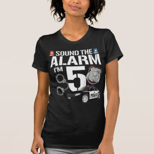 T-shirt Kids 5 Year Old Police Birthday Officier Cop Car 5