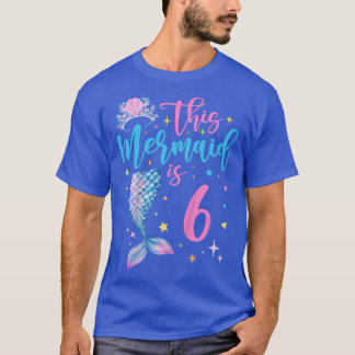 T-shirt Kids 6 Year Old Mermaid Queen 6th Birthday Girl Ki