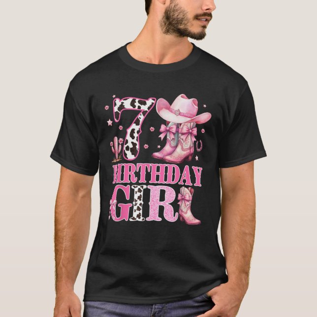 T-shirt Kids 7th Birthday Girl Rodeo Western Cowgirl Birth (Devant)