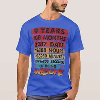 T-shirt Kids 9th Birthday 9 Years Old Vintage Retro 108 Mo