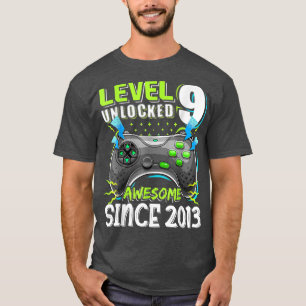 T-shirt Kids 9th Birthday Video Gamer Level 9 Unlocked Sin