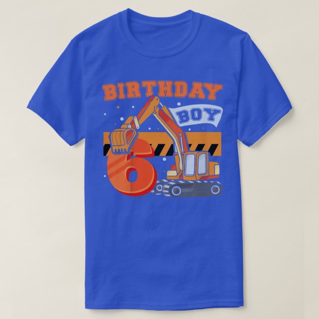 T-shirt Kids B-Day Boy 6 Years Old Digger Builder Construc (Design devant)