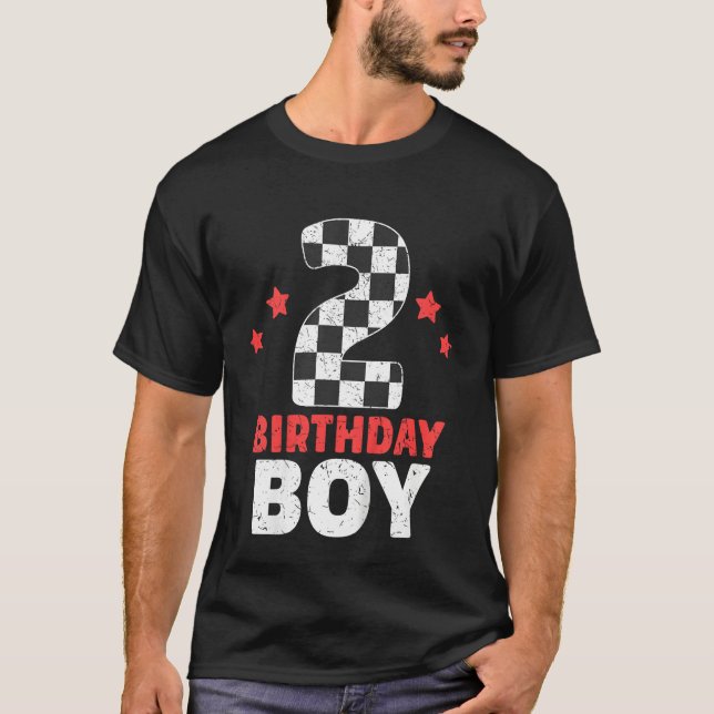 T-shirt Kids Birthday Boy 2 Two Racing Flag 2nd Birthday R (Devant)