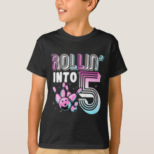 T-shirt Kids Bowler Rollin’ Into 5 Bowling 5Anniversaire K
