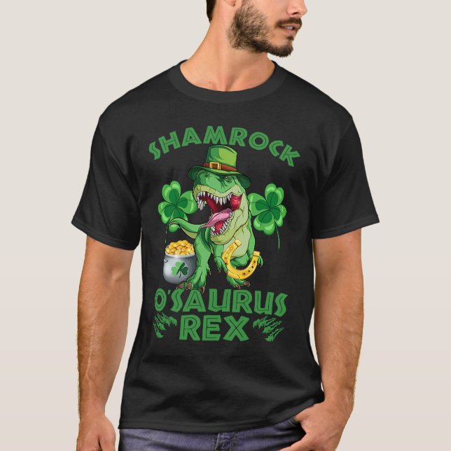 T-shirt Kids Boy St Patricks Day Dinosaur Dino Saurus Iris (Devant)