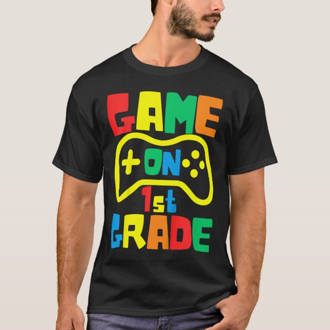 T-shirt Kids Ck To School Video Game On Gamer First Grade  (Devant)