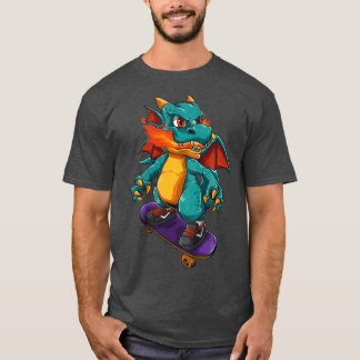 T-shirt Kids Cute Skateboard Dragon Cadeau Pour Garçons