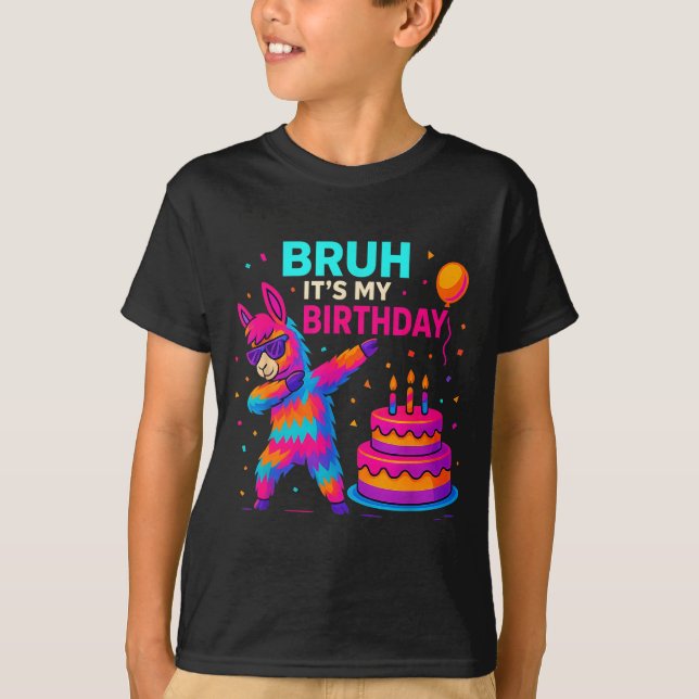 T-shirt Kids Dabbing Llama Birthday Funny Bday Party Tee  (Devant)