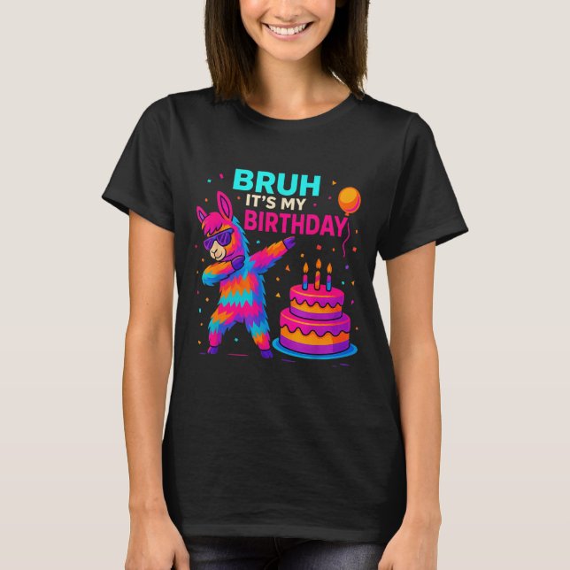 T-shirt Kids Dabbing Llama Birthday Funny Bday Party Tee  (Devant)