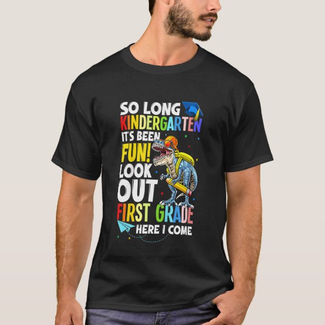 T-shirt Kids Dinosaur Trex So Long Kindergarten Here I Com (Devant)