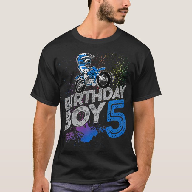 T-shirt Kids Dirt Bike Rider 5 Years Old Motocross 5th Bir (Devant)
