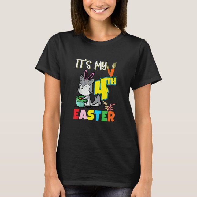 T-shirt Kids Egg Hunt 4th Birthday Cute Easter Husk (Devant)