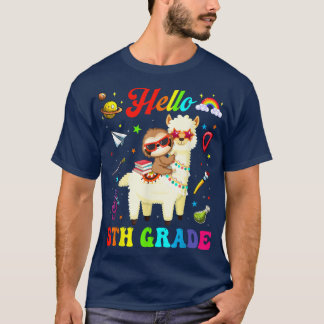 T-shirt Kids Fifth Grade Squad Cute Llama Sloth Back To Sc