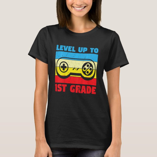 T-shirt Kids First Day Of School Controller Boys Level Up  (Devant)