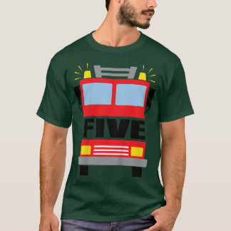 T-shirt Kids FIVE (5) year old 5th Birthday Fire Truck the