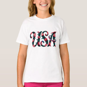 T-Shirt-Kids Floral USA T-Shirt