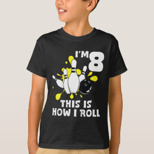 T-shirt Kids Funny Bowling Anniversaire Je suis 8 ans C'es