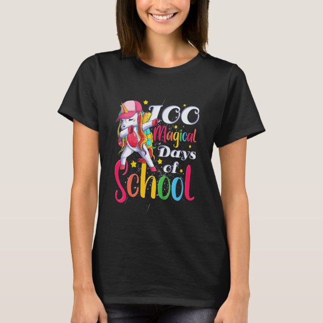 T-shirt Kids Girls 100 Magical Days Of School First Grader (Devant)