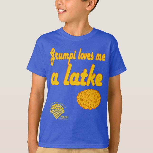 T-shirt Kids' Hanukkah Shirt - "Grumpi loves me a latke" (Devant)