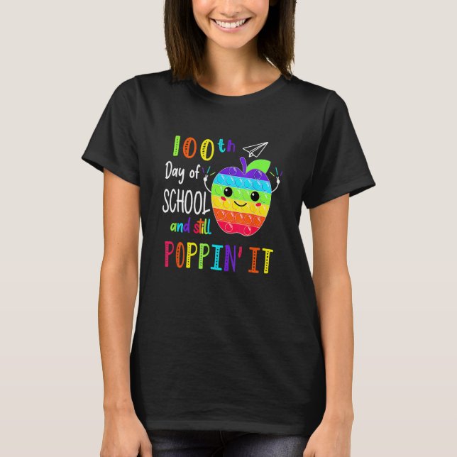 T-shirt Kids Happy 100 Days Of School And Still Poppin 100 (Devant)
