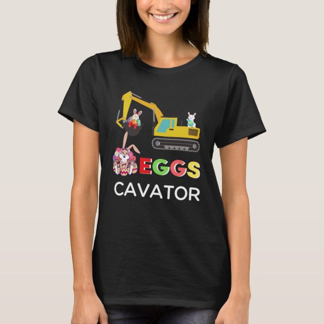 T-shirt Kids Happy Easter Egg Hunt Bunny Excavator  EggsCa (Devant)