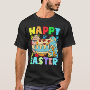 T-shirt Kids Happy Easter Pizza With Bunny Ears Funny Egg