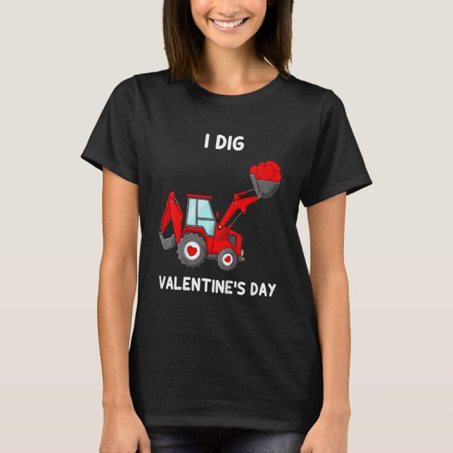 T-shirt Kids I Dig Valentines Day Hearts Tractor Funny Tod (Devant)